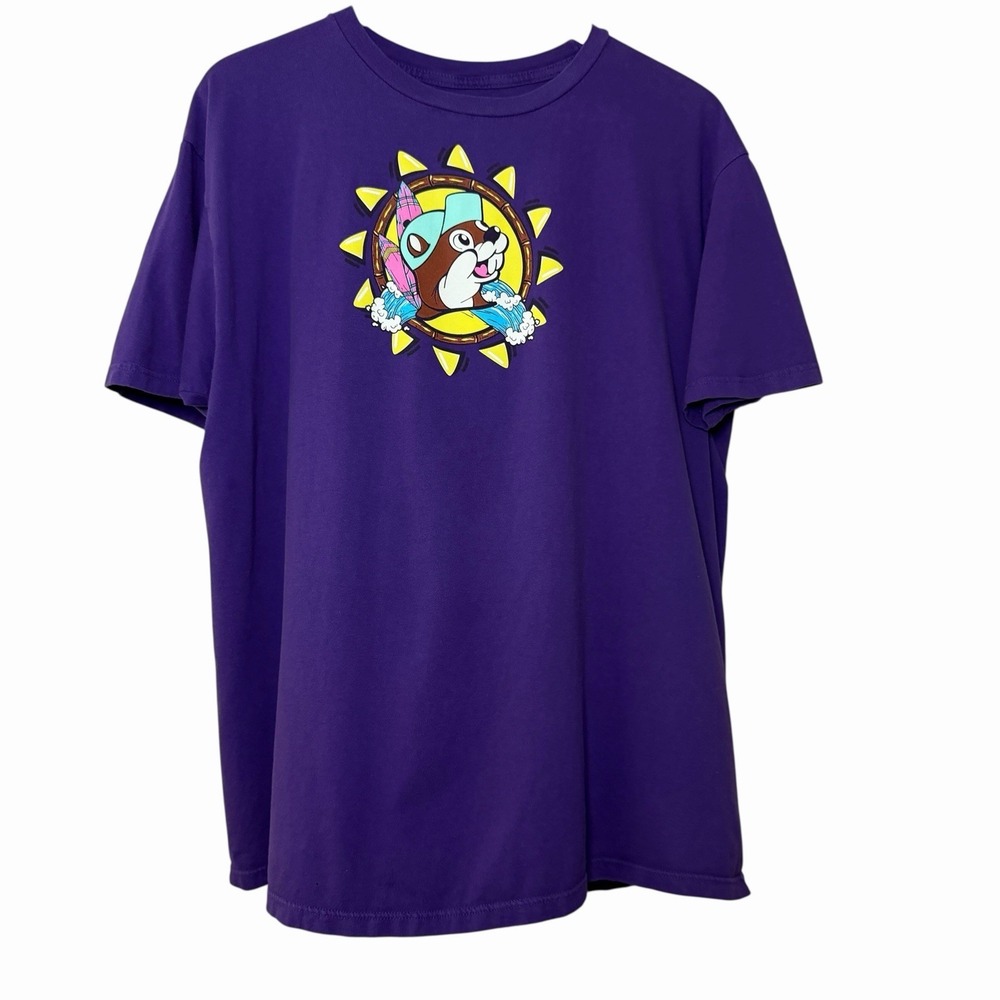 Buc-ee's Retro Surf Graphic T Shirt XL Purple Did Somebody‎ Say Buc Ees Beaver